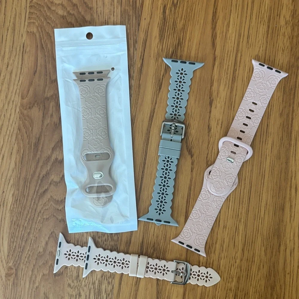Floral Cutout Apple Watch Bands in Pink and Gray